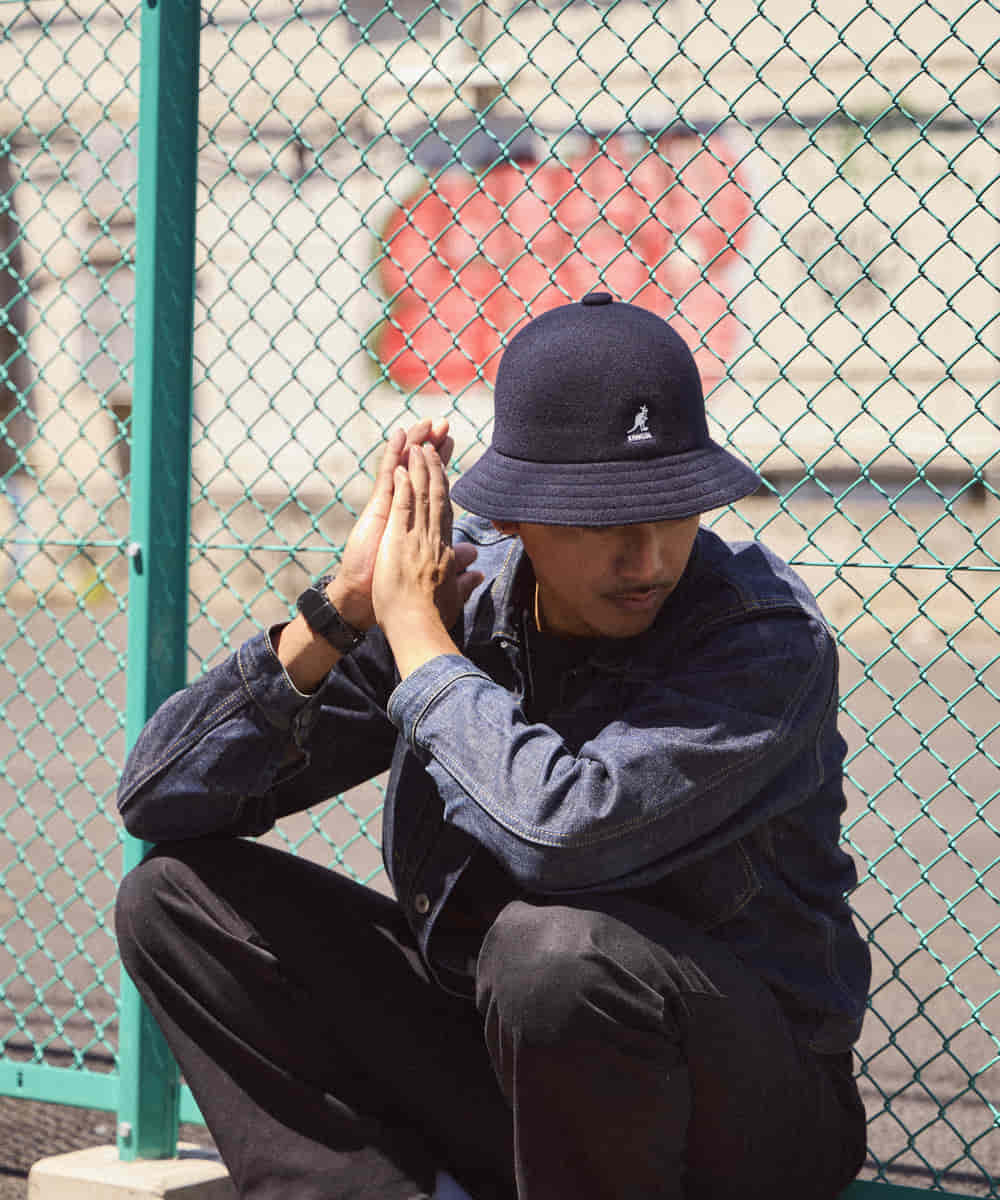 KANGOL 中折れハット メッシュ素材 Black Mサイズ - 帽子